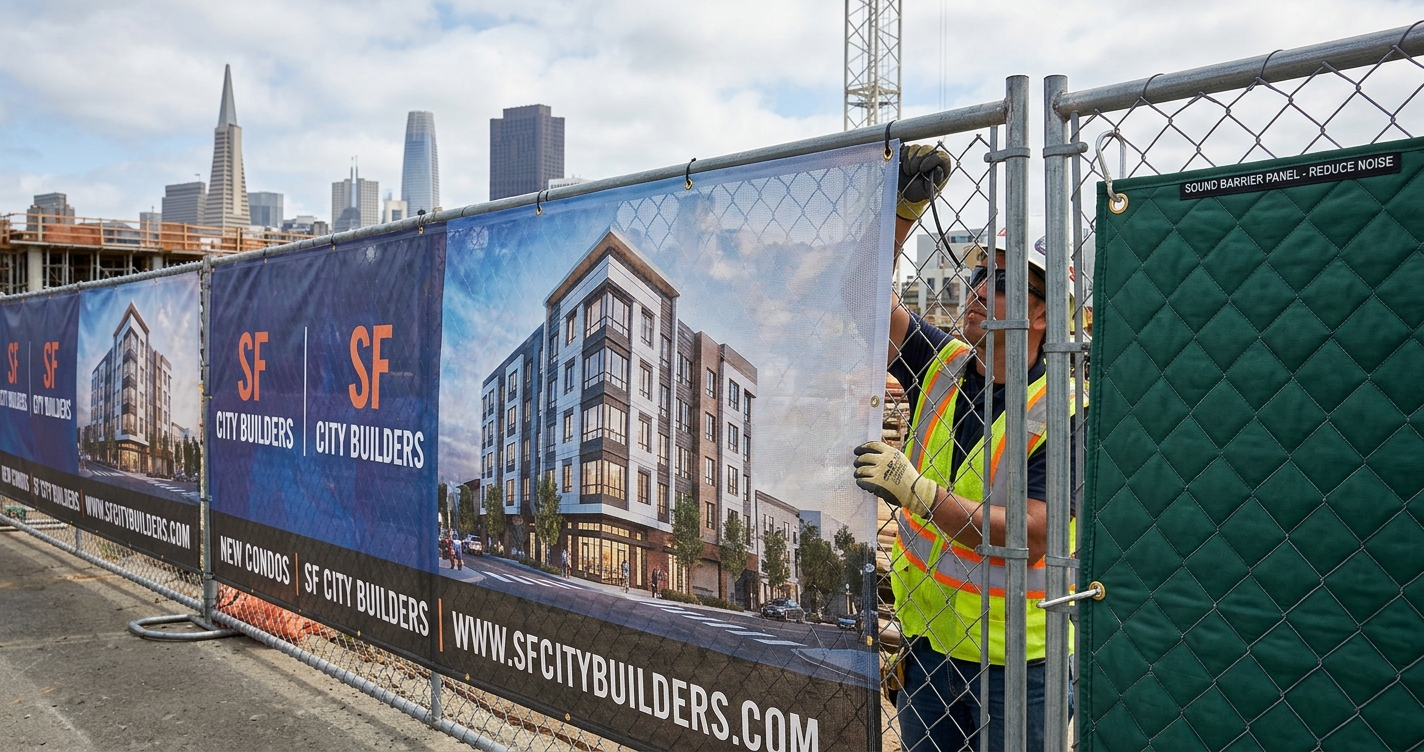 Need Construction Fence Banners in San Francisco Here’s What to Know About Mesh, Sound, and Wind